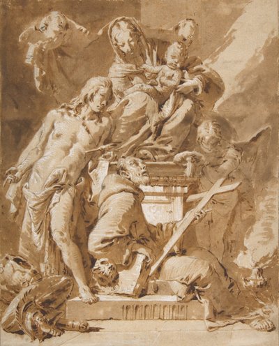 A Szűz és a Gyermek Szent Sebestyénnel és egy ferences szenttel trónol, 1696-1770. alkotó: Giovanni Battista Tiepolo