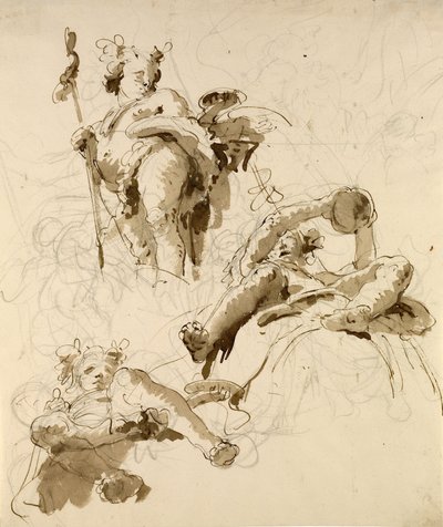 Három tanulmány Bacchus istenről alkotó: Giovanni Battista Tiepolo