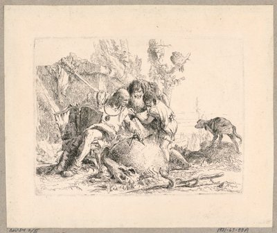 Két filozófus és fiú, 22. lemez a Scherzi di Fantasia-ból alkotó: Giovanni Battista Tiepolo