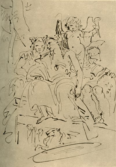 Két nő, Eros és egy katona, 18. század közepe, 1928 alkotó: Giovanni Battista Tiepolo