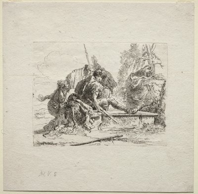 Verschiedene Kaprizen: Die zwei Soldaten und die zwei Frauen, 1785 von Giovanni Battista Tiepolo