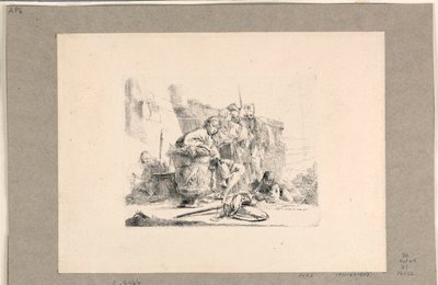 Urna mellett ülő fiatalok és más figurák, a Vari Capriccitól alkotó: Giovanni-Battista Tiepolo