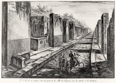 Kilátás Pompei város kapujának utcájára, G.B. Antiquites de Pompeiából. Piranesi, metszett Francesco Piranesi (1758-1810) 1804 alkotó: Giovanni Battista Piranesi
