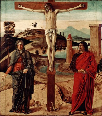 Kálvária vagy keresztre feszítés. Giovanni Bellini dit il Giambellino (1432-1516) festménye. Mérete: 71x63 cm. Firenze, Coll. Contini Bonacossi alkotó: Giovanni Bellini
