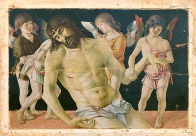 Halott Krisztus angyalok támogatásával, 1475 körül (olaj és tempera fa deszkán) alkotó: Giovanni Bellini