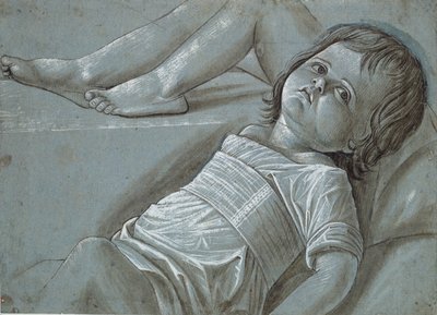 Tanulmány a csecsemő Krisztus fekvő alakjához, 15. század vége. alkotó: Giovanni Bellini