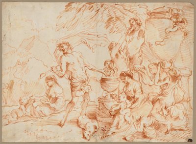 Bacchanália egy herm előtt, 1660-as évek eleje (olaj és vörös-barna pigment) alkotó: Giovanni Benedetto (1609 64) Castiglione