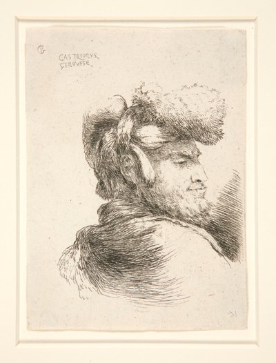A Man in Profile, jobbra fordulva, a Les petites tetes d sorozatból alkotó: Giovanni Benedetto Castiglione