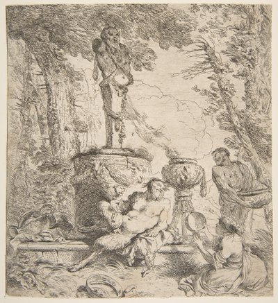 Bacchanal az istenek oltárja előtt, kb. 1645. alkotó: Giovanni Benedetto Castiglione