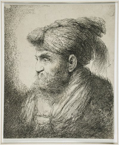 Turbánt viselő szakállas férfi, 1647-51 alkotó: Giovanni Benedetto Castiglione