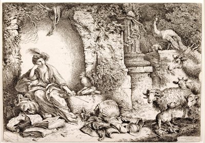 Circe megváltoztatja Odüsszeusz embereit vadállatokká alkotó: Giovanni Benedetto Castiglione