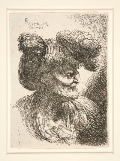 Jobbra néző ábra, a Small Studies of Heads sorozatból alkotó: Giovanni Benedetto Castiglione
