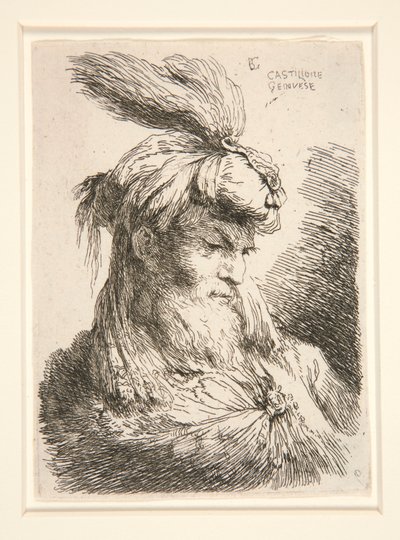 Jobbra néző ábra, a Small Studies of Heads sorozatból alkotó: Giovanni Benedetto Castiglione