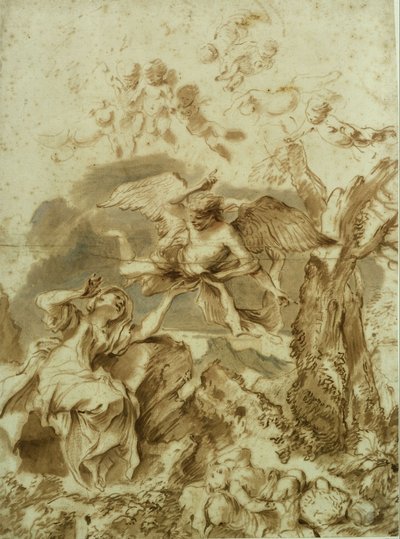 Hágár és Izmael a pusztában alkotó: Giovanni Benedetto Castiglione