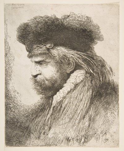Egy öregember feje balra néz, a Nagy keleti fejek sorozatból, kb. 1645-50. alkotó: Giovanni Benedetto Castiglione