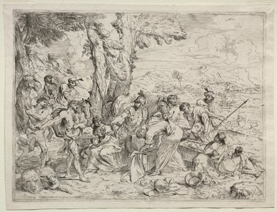 Lábán bálványokat keres a Rachels poggyászban, c. 1635. alkotó: Giovanni Benedetto Castiglione
