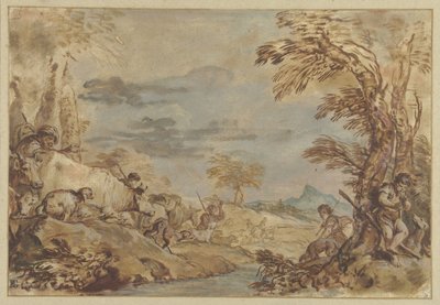 Táj vándorló csordákkal alkotó: Giovanni Benedetto Castiglione