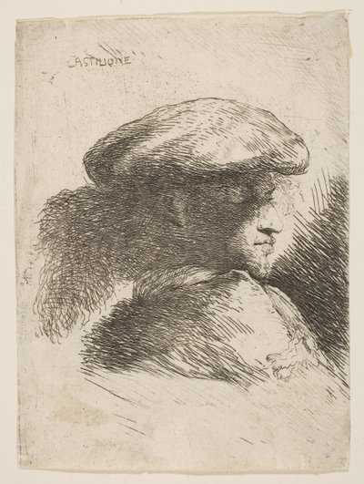 Férfi jobbra néz, prémes sapkát visel, a „Kis fejek az Or...” sorozatból, kb. 1645-1650. alkotó: Giovanni Benedetto Castiglione