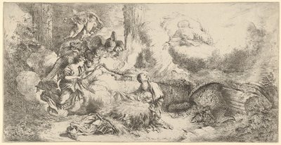 Születés az Atyaistennel és az angyalokkal, kb. 1647-50. alkotó: Giovanni Benedetto Castiglione