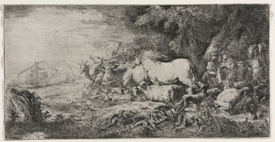Noé és az állatok belépnek a bárkába, 1650-1655. alkotó: Giovanni Benedetto Castiglione