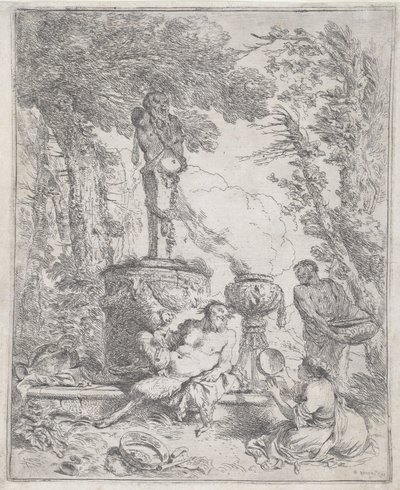 Pan fekvő Herm előtt alkotó: Giovanni Benedetto Castiglione