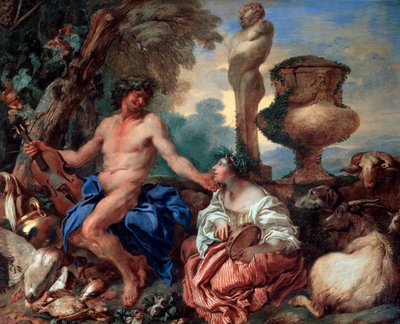 Lelkipásztori jelenet. Faun és Pásztorlány, 1650-es évek. alkotó: Giovanni Benedetto Castiglione