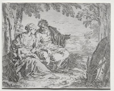 Pihenjen az egyiptomi repülésen alkotó: Giovanni Benedetto Castiglione