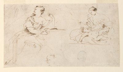 Ülő nő, anya és gyermek alkotó: Giovanni Benedetto Castiglione