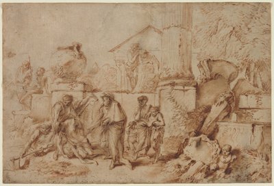 Tobit temetni a halottakat alkotó: Giovanni Benedetto Castiglione