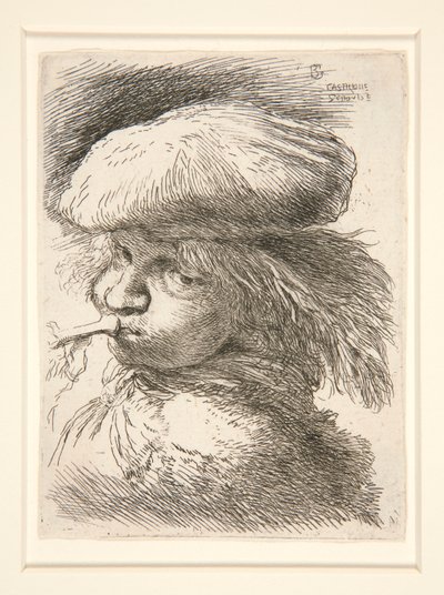 Fiatalember trombitafújó, a Les petites tetes d. sorozatból alkotó: Giovanni Benedetto Castiglione