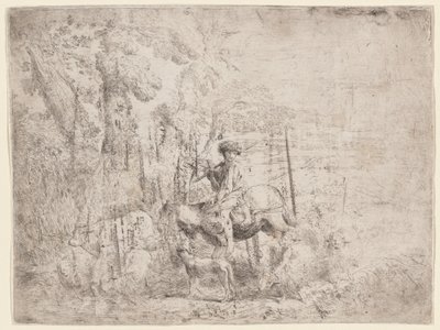 Fiatal juhász lóháton alkotó: Giovanni Benedetto Castiglione