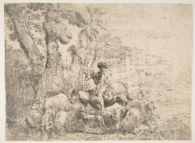 Fiatal pásztor lóháton, 1638. alkotó: Giovanni Benedetto Castiglione