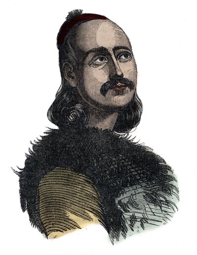 Markos Botsaris (Marco Botzaris) tábornok és az 1788-1823-as görög szabadságharc hőse - Giovanni Boggi metszet alkotó: Giovanni Boggi