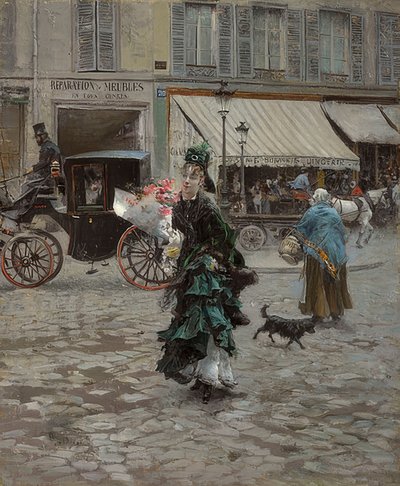 Ha átkel az utcán. 1873-75 alkotó: Giovanni Boldini