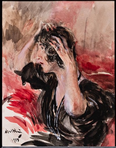 Lány nézi magát a tükörben alkotó: Giovanni Boldini