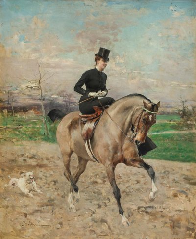 Lovasnő. Alice Régnault lóháton, 1878. alkotó: Giovanni Boldini