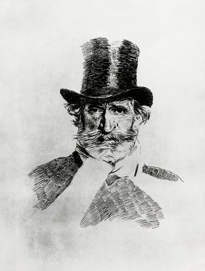 Giuseppe Verdi (1813-1901) olasz zeneszerző portréja, Giovanni Boldini (1842-1931) rajza alkotó: Giovanni Boldini