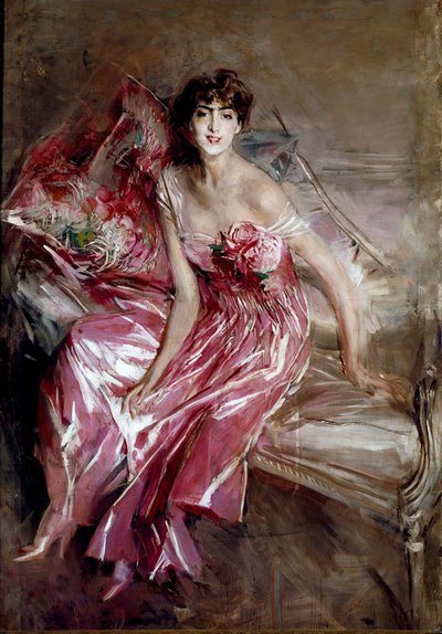 Madame Olivia Concha de Fontecilla portréja vagy a hölgy rózsaszín festményén, Giovanni Boldini alkotó: Giovanni Boldini