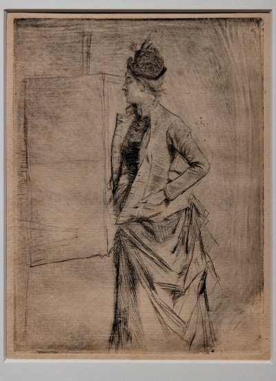 Egy álló fiatal nő portréja profilban (a látogatás) alkotó: Giovanni Boldini