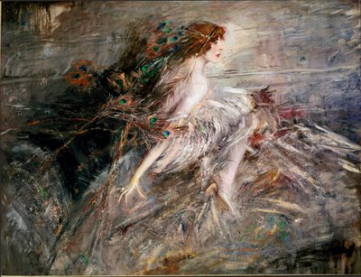 Casati márkiné portréja pávatollas Giovanni Boldini festményével alkotó: Giovanni Boldini