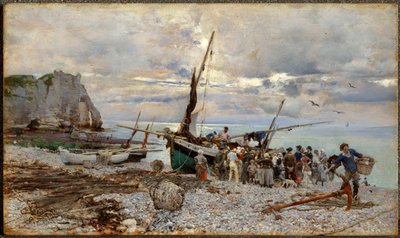 Halászhajók visszatérése, Étretat alkotó: Giovanni Boldini