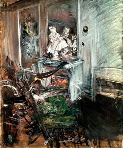 Bernini „bíboros” a festőszobában. Giovanni Boldini (1842-1931) festménye 1899 körül. Olaj, vászon. Mérete: 53x46 cm. Pistoia, Boldini kollekció alkotó: Giovanni Boldini