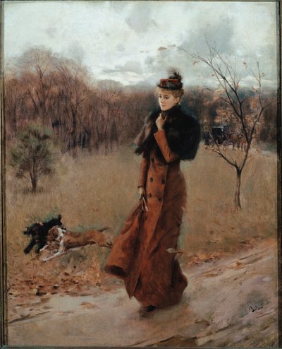 Séta a nápolyi parkba (olaj, vászon) alkotó: Giovanni Boldini