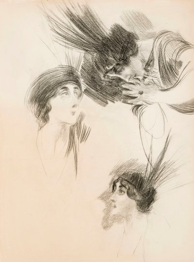 Három tanulmány Dora di Rudinì Labouchère portréjához. alkotó: Giovanni Boldini