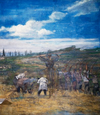 Gabona cséplés alkotó: Giovanni Boldini