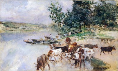 Szarvasmarha itatása a Szajnán, Giovanni Boldini (1842-1931) alkotó: Giovanni Boldini