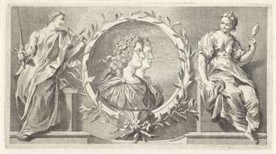 Cartouche a díjazott férfi és nő alkotó: Giovanni Cattini (attributed to)