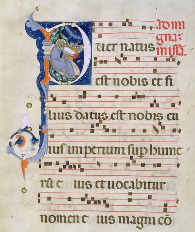 Ms 561 oldal történetírásos „P” betűvel, amely a születést ábrázolja, a San Jacopo di Ripoli kolostor 14. század eleji graduáljából (részletesen lásd: 78849) alkotó: Giovanni Cimabue
