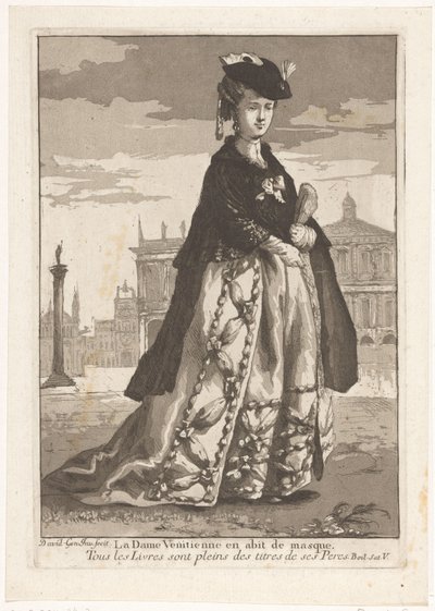 A velencei hölgy La Dame Venitienne en habit de masque (cím a tárgyon) Változatos portrék (sorozat címe) alkotó: Giovanni David
