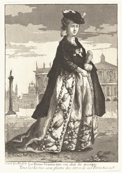 La Dame Venitienne en habit de masque (velencei nő farsangi ruhában) alkotó: Giovanni David